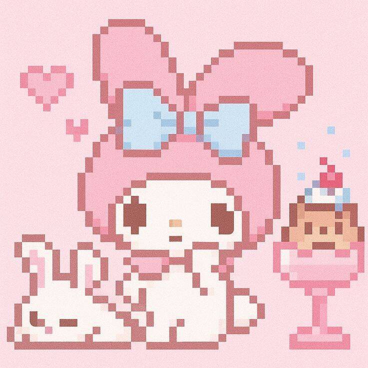 My Melody pfp Profile Picture Pixel Art Cute Bunny Ice Cream