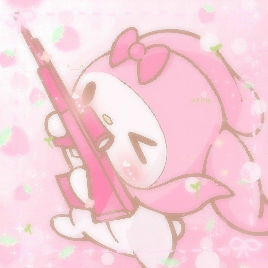 My Melody pfp Profile Picture Cute Pink Bow Holding a Toy Gun