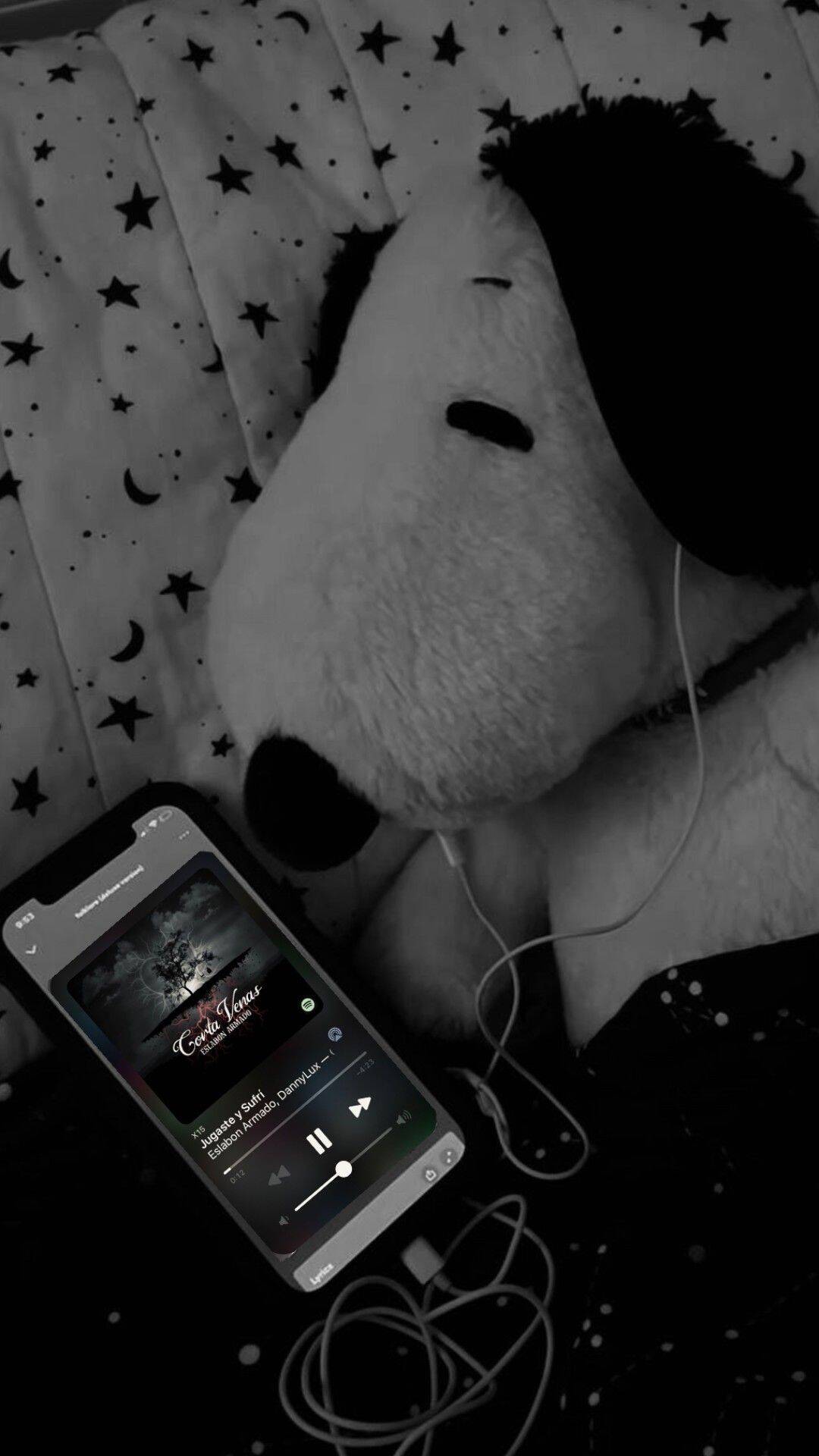 Snoopy pfp Profile Picture Listening to Music with Headphones