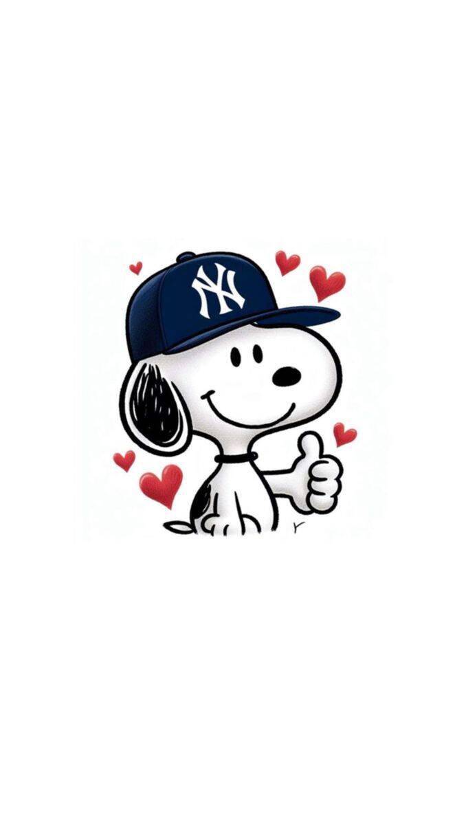 Snoopy pfp Profile Picture Cheerful with NY Cap and Hearts