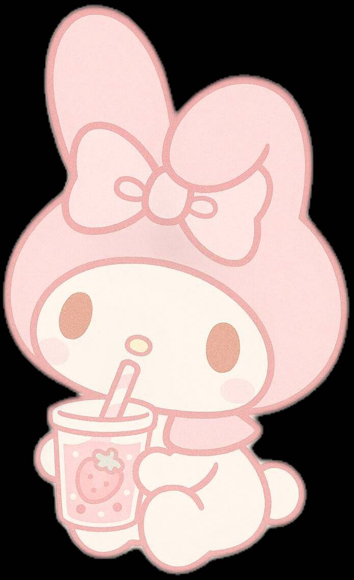 My Melody pfp Profile Picture Cute Pink Bunny with Strawberry Drink
