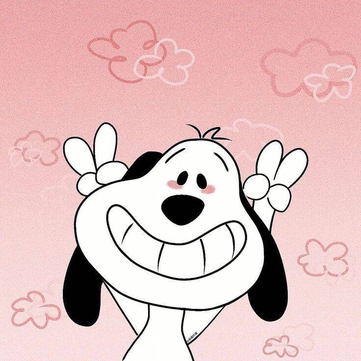 Snoopy pfp Profile Picture Happy Smiling Dog with Peace Sign