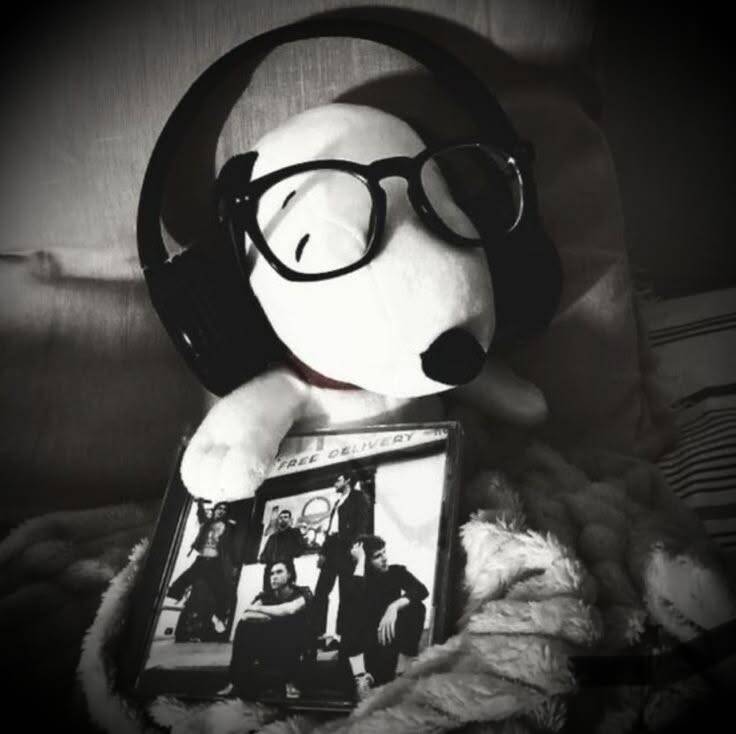 Snoopy pfp Profile Picture Relaxing with Headphones and Glasses