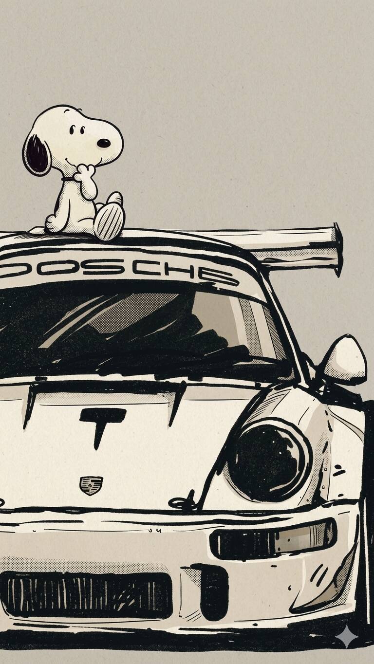 Snoopy pfp Profile Picture Sitting on Porsche Car