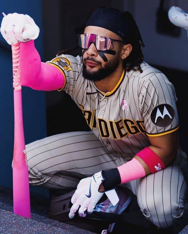 Baseball pfp Profile Picture Player with Pink Bat and Gear