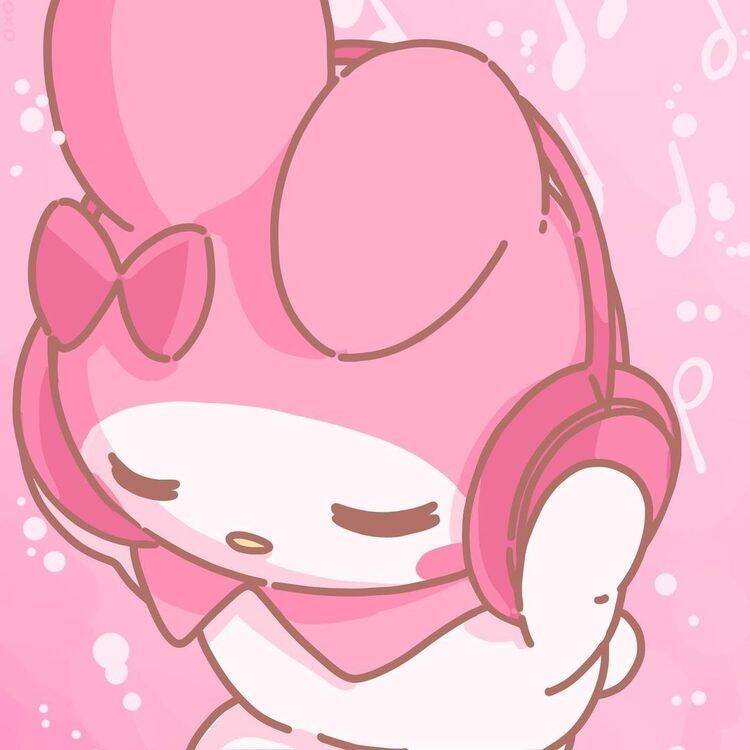 My Melody pfp Profile Picture Cute Pink Headphones Relaxing