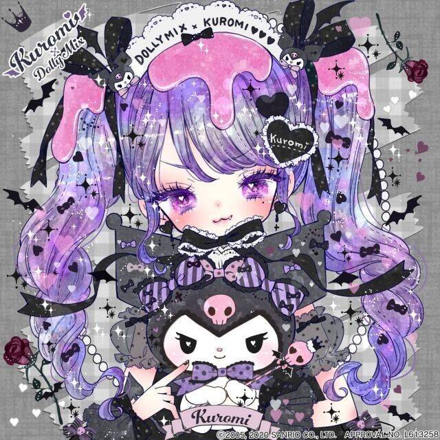 Cute Kuromi pfp Profile Picture with Purple Hair and Gothic Elements