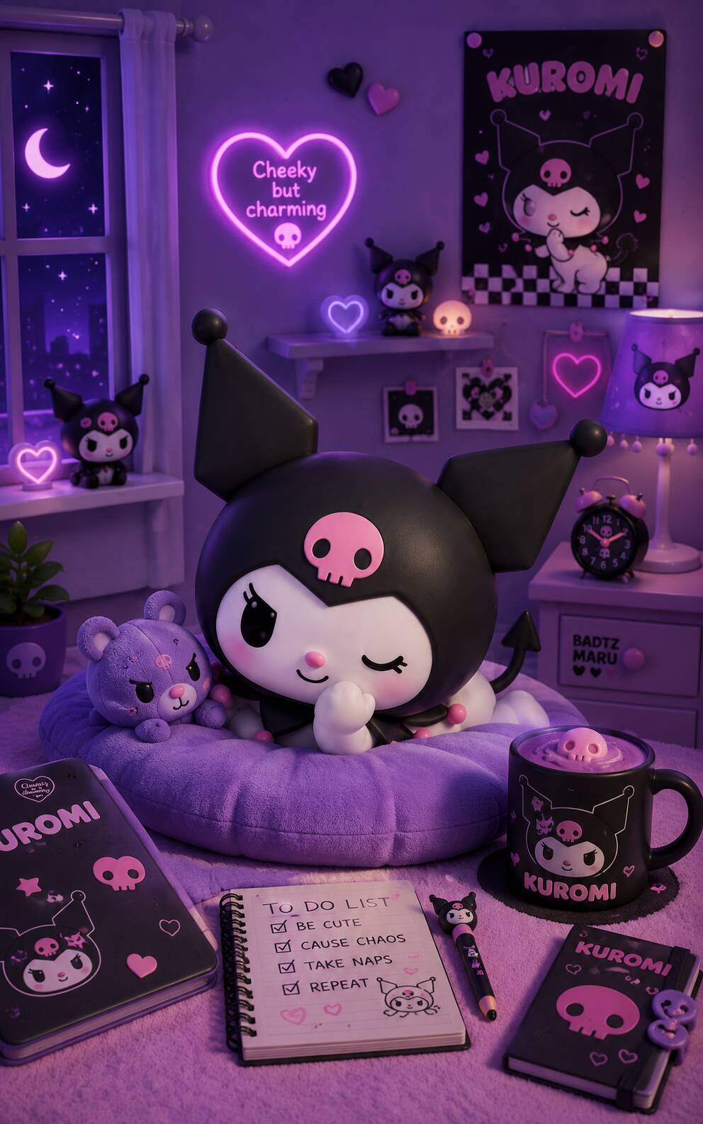Cute Kuromi pfp Profile Picture with Purple Aesthetic and My Melody