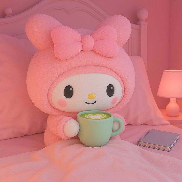 My Melody pfp Profile Picture Cute Pink Plush Holding Heart Latte
