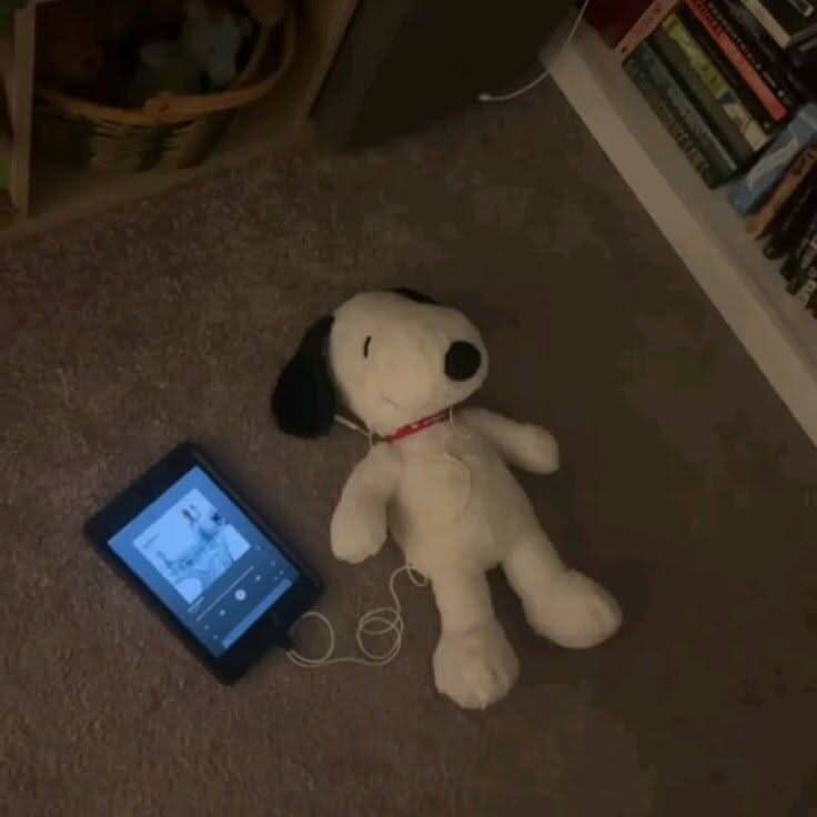 Snoopy pfp Profile Picture Listening to Music with Headphones