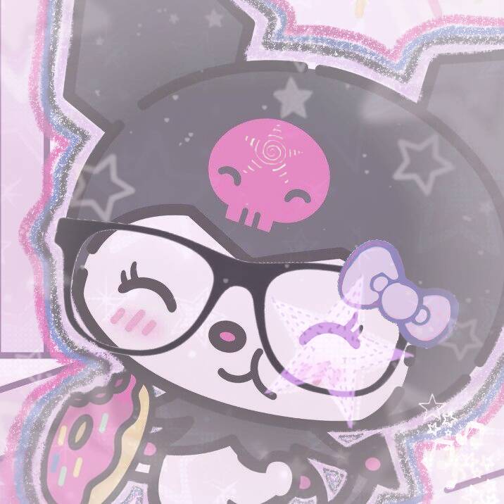 Cute Kuromi pfp Profile Picture with Glasses and Donut