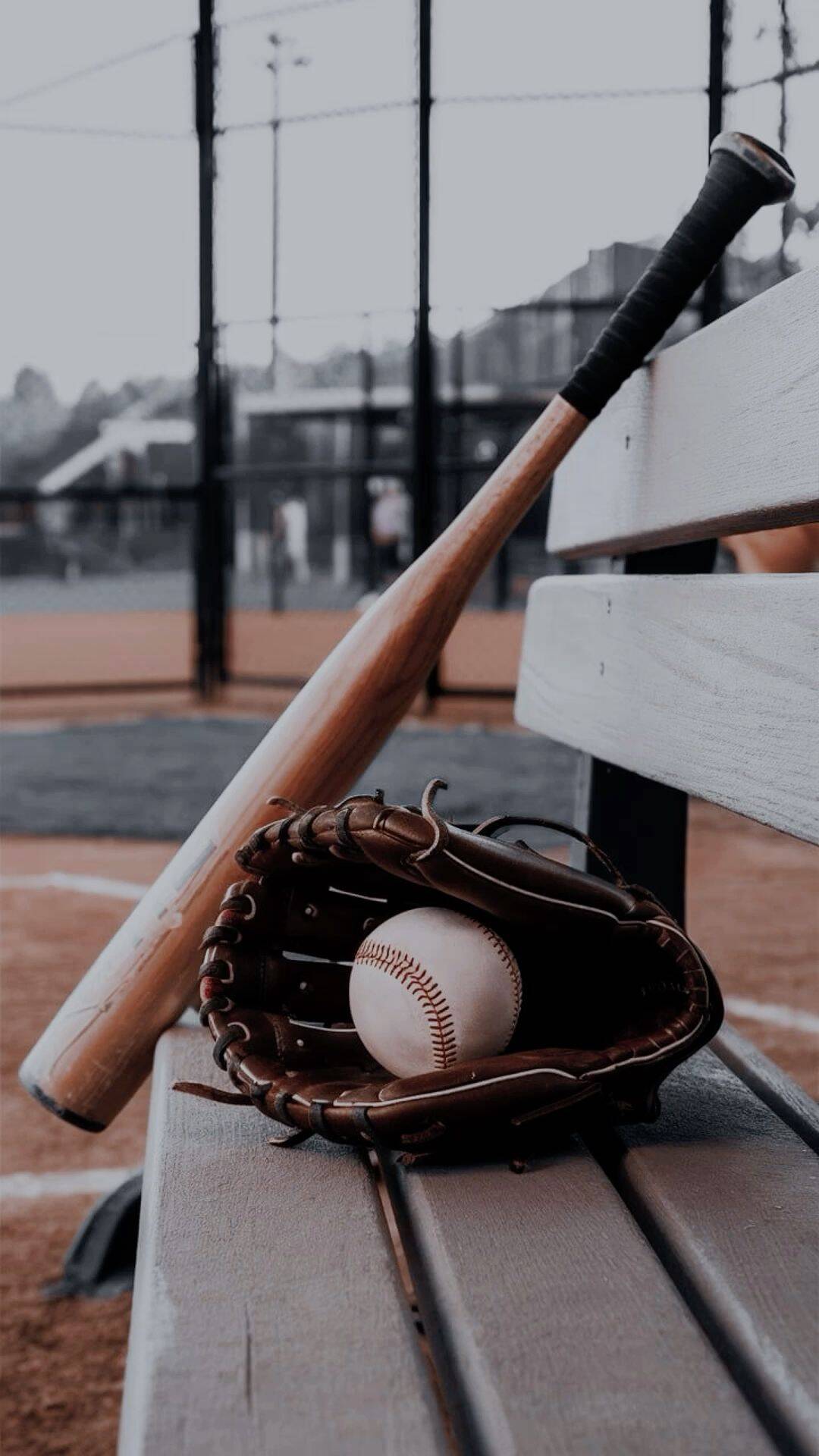 Baseball pfp Profile Picture Bat and Glove on Bench