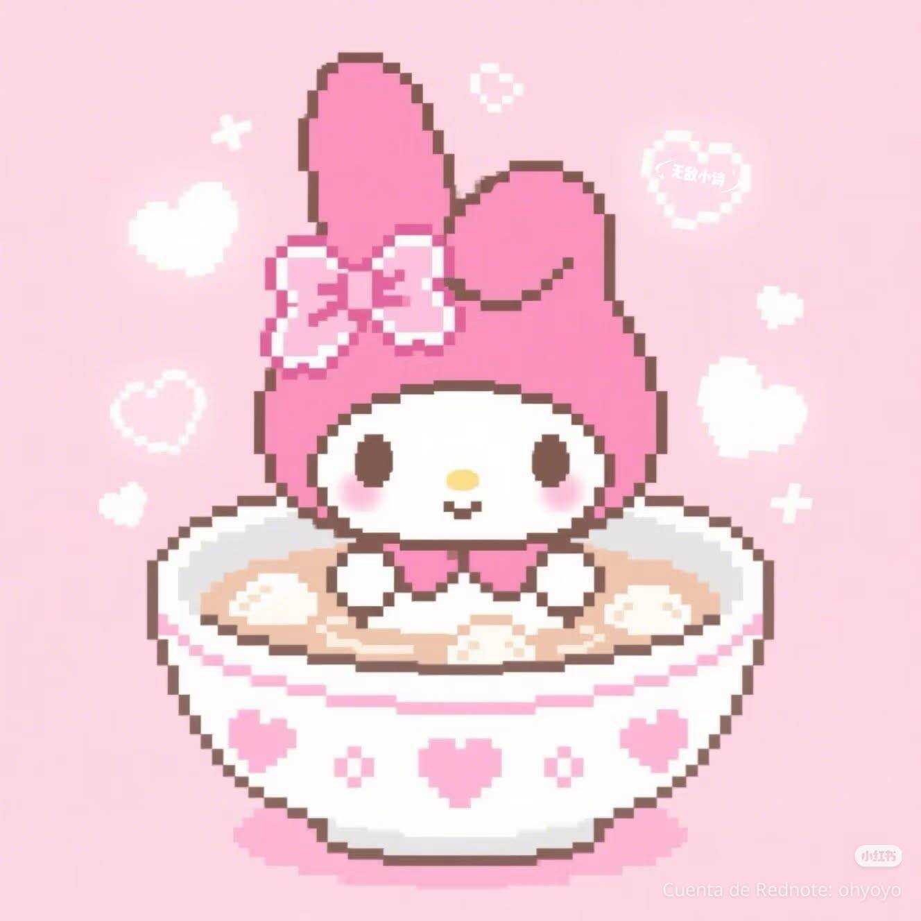 My Melody pfp Profile Picture Cute Pink Bunny in Bowl