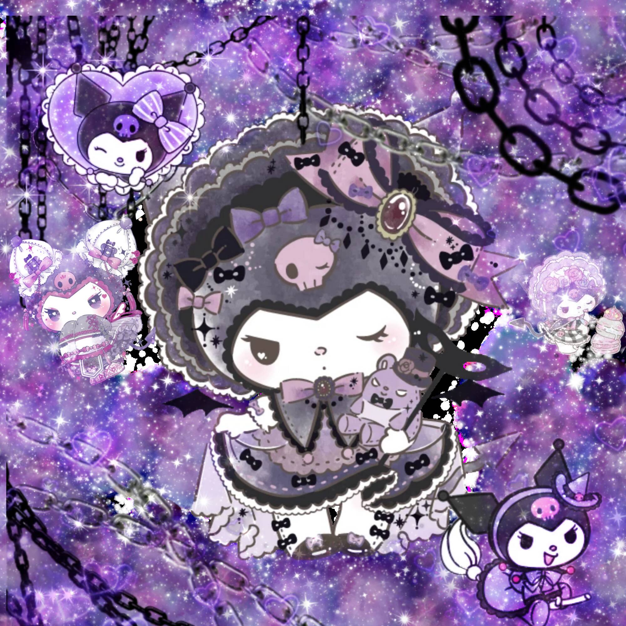 Kuromi pfp Profile Picture Cute Gothic Aesthetic with Purple Background