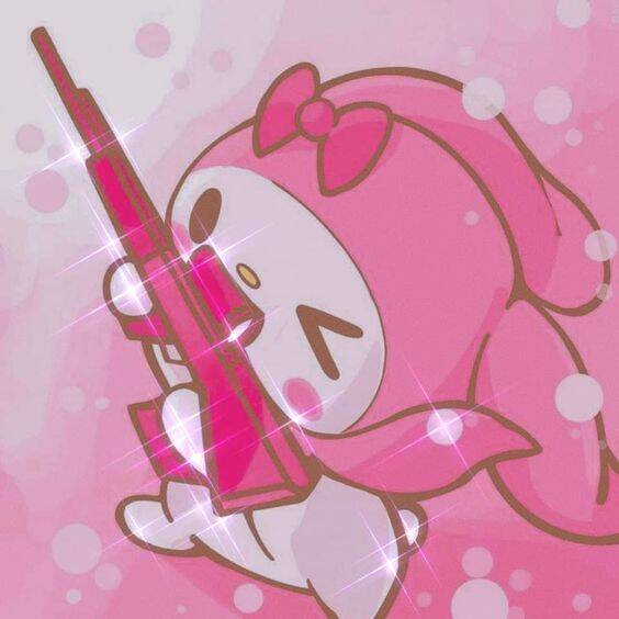 My Melody pfp Profile Picture Cute Pink Character with Sparkling Gun