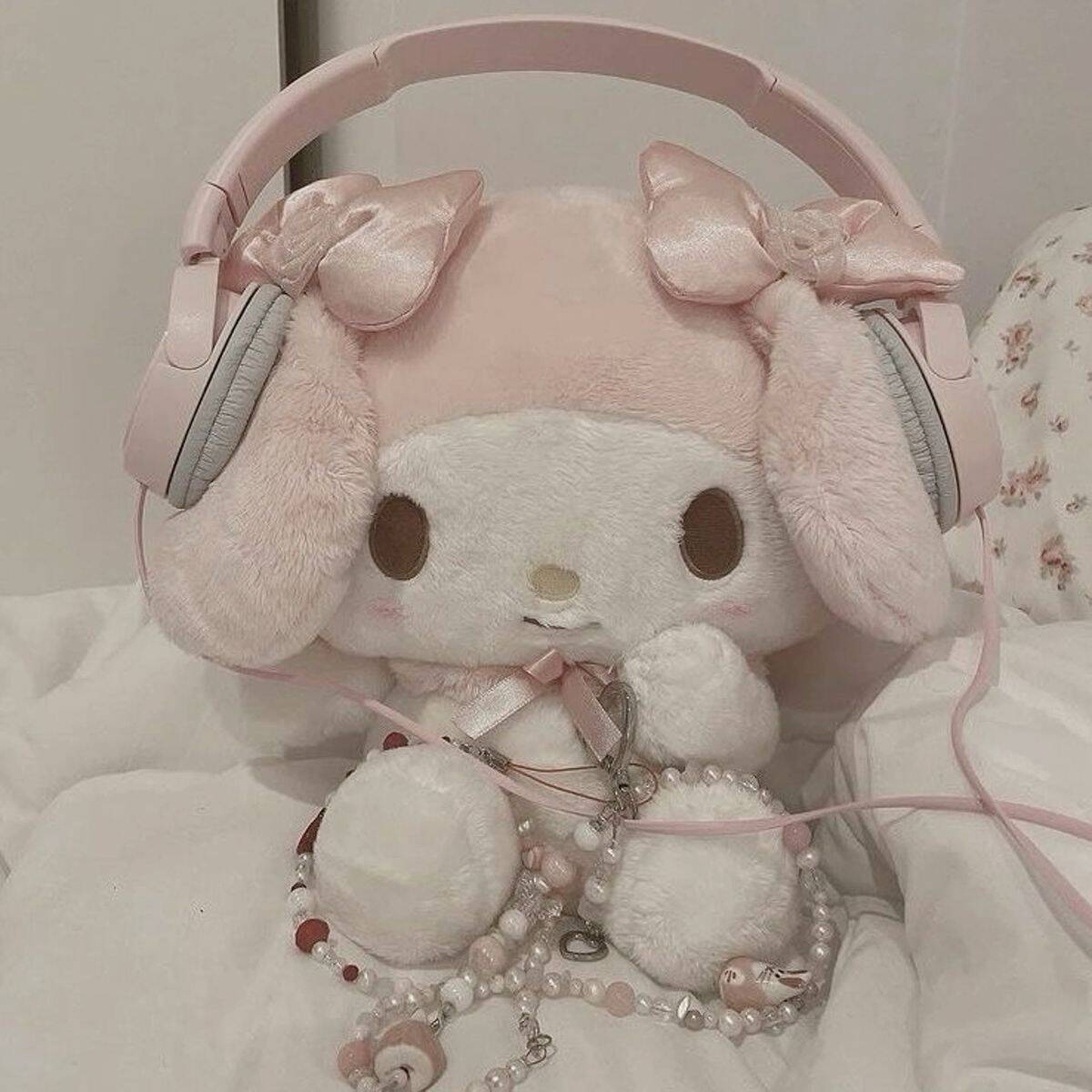 My Melody pfp Profile Picture Cute Plush with Headphones