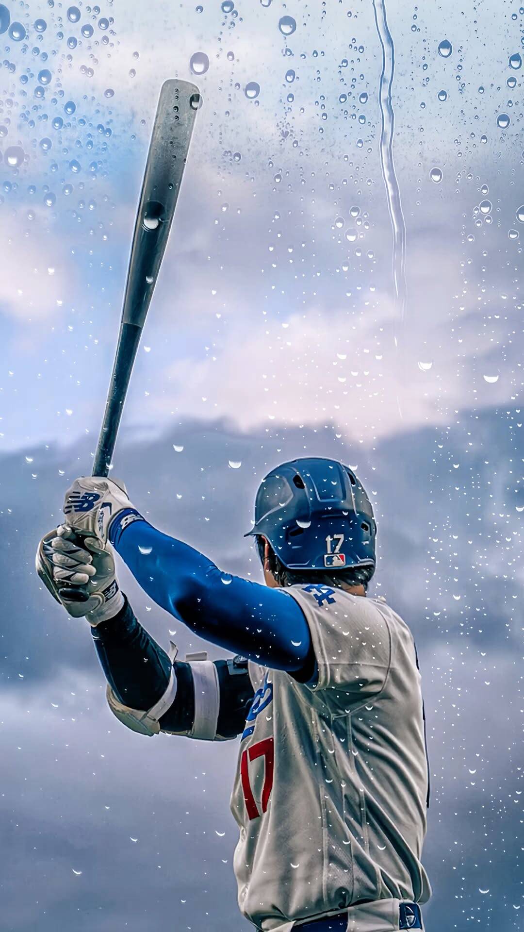 Baseball pfp Profile Picture Player Batting in the Rain