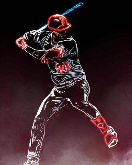Baseball pfp Profile Picture Player Batting Swing Neon Art