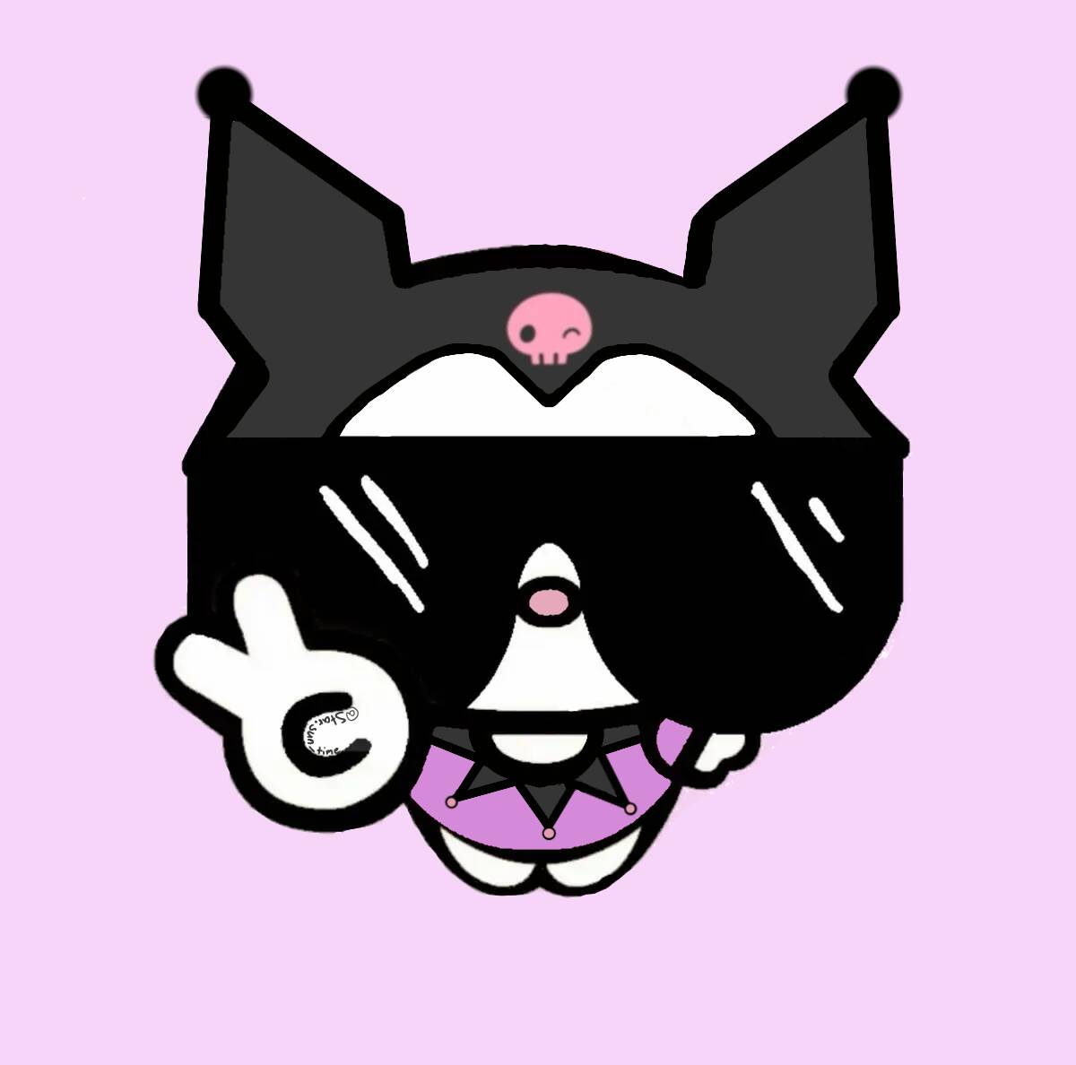 Cool Kuromi pfp Profile Picture with Sunglasses and Peace Sign