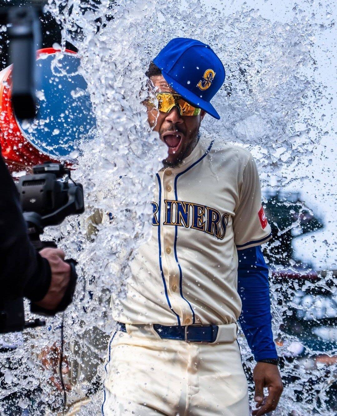 Baseball pfp Profile Picture Player Celebrating with Water Splash