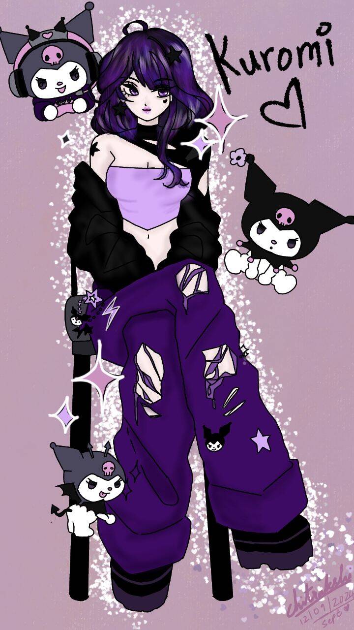 Cute Kuromi pfp Profile Picture with Purple Aesthetic and Friends