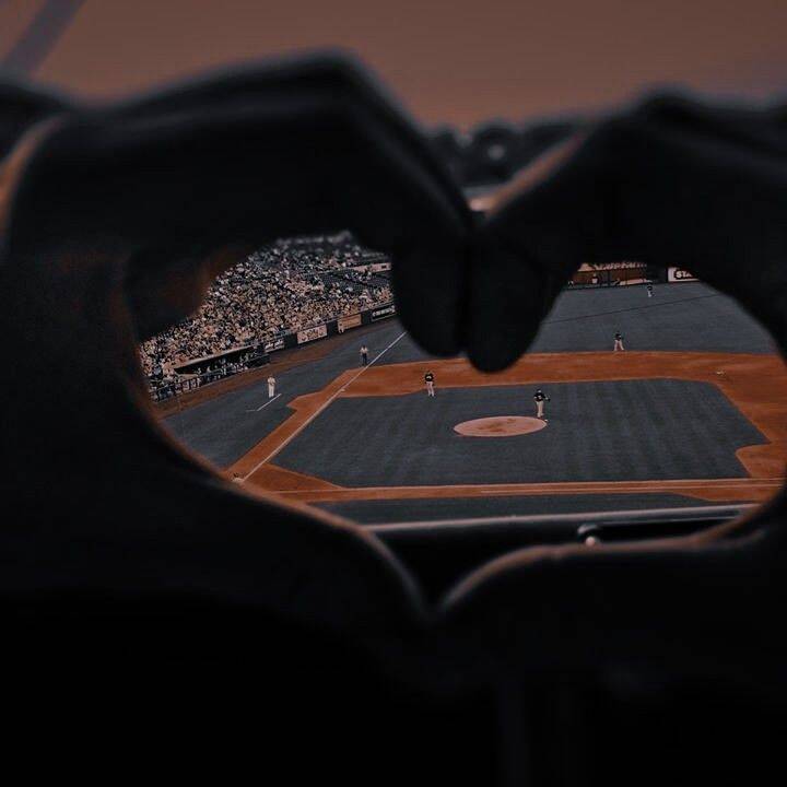 Baseball pfp Profile Picture Heart Gesture at Stadium
