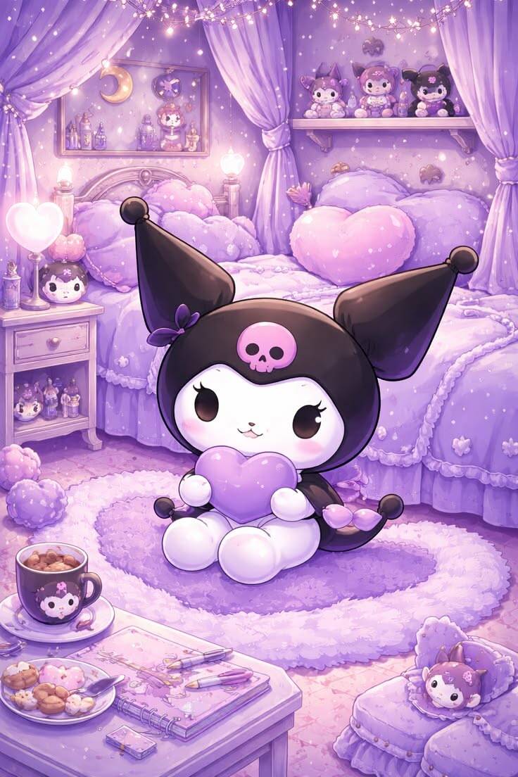 Cute Kuromi pfp Profile Picture in a Cozy Purple Room