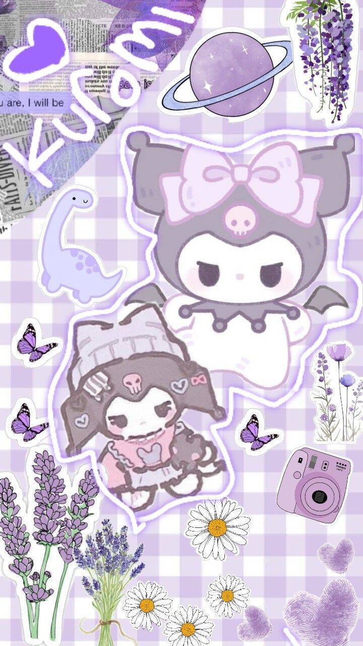 Cute Kuromi pfp Profile Picture with Lavender Background and My Melody