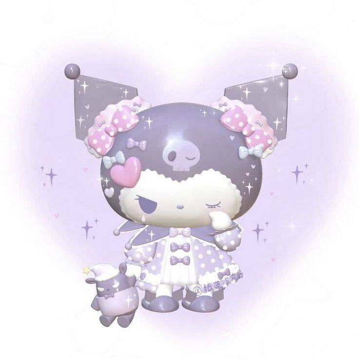 Cute Kuromi pfp Profile Picture with Sparkling Background