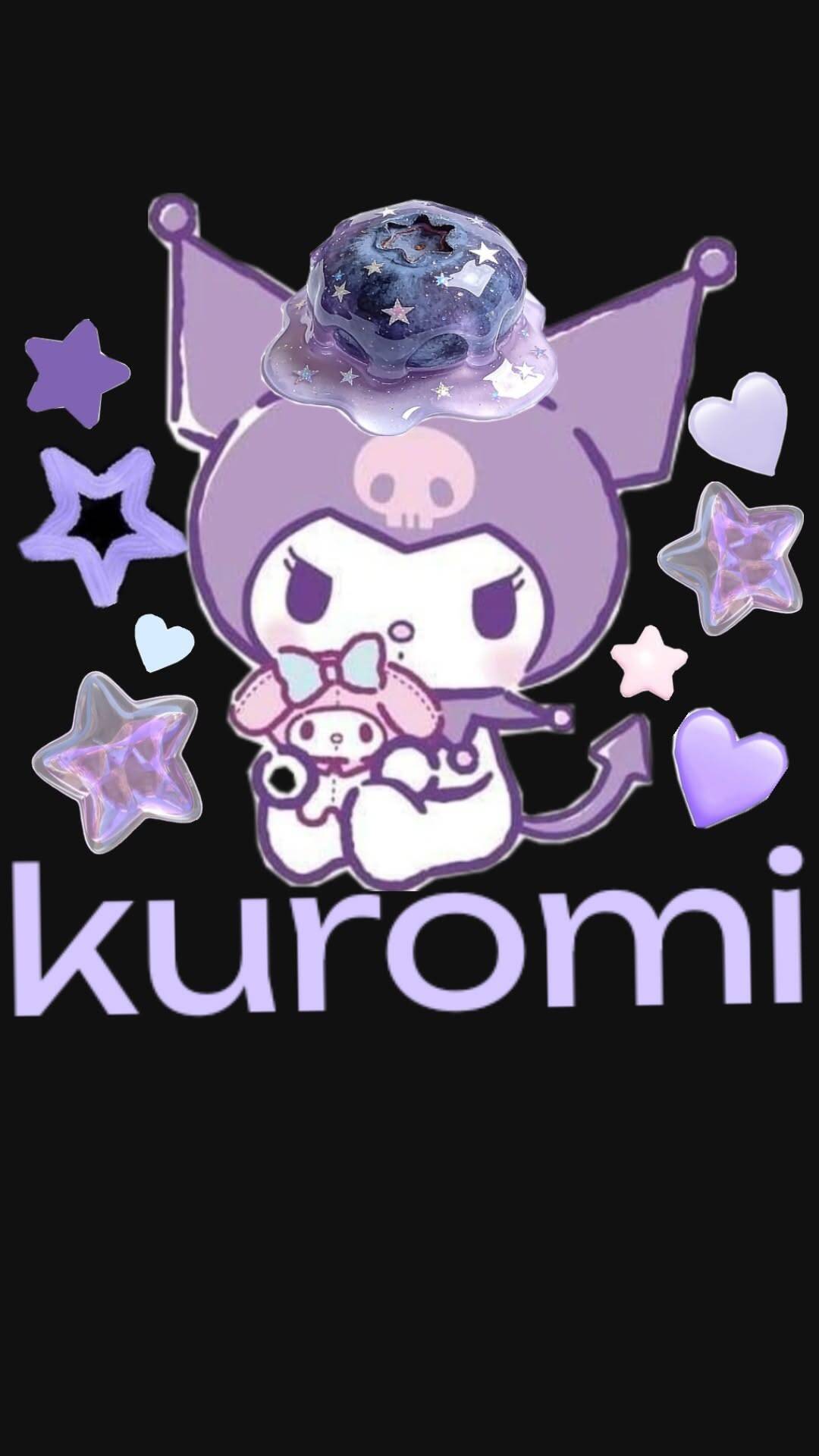 Cute Kuromi pfp Profile Picture with Purple Stars and Jelly Hat
