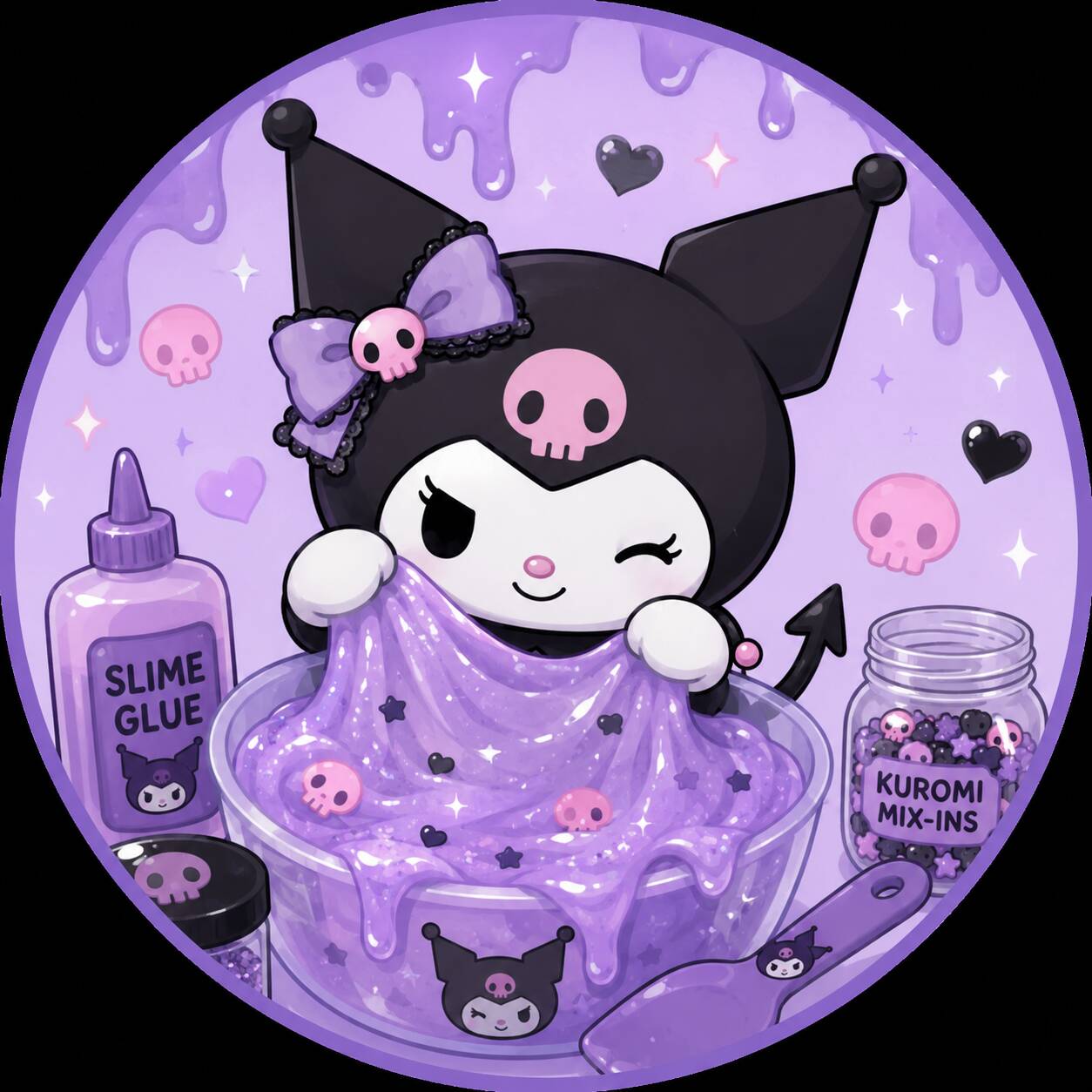 Cute Kuromi pfp Profile Picture with Slime and Purple Aesthetic