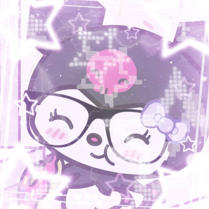 Cute Kuromi pfp Profile Picture with Glasses and Sparkles