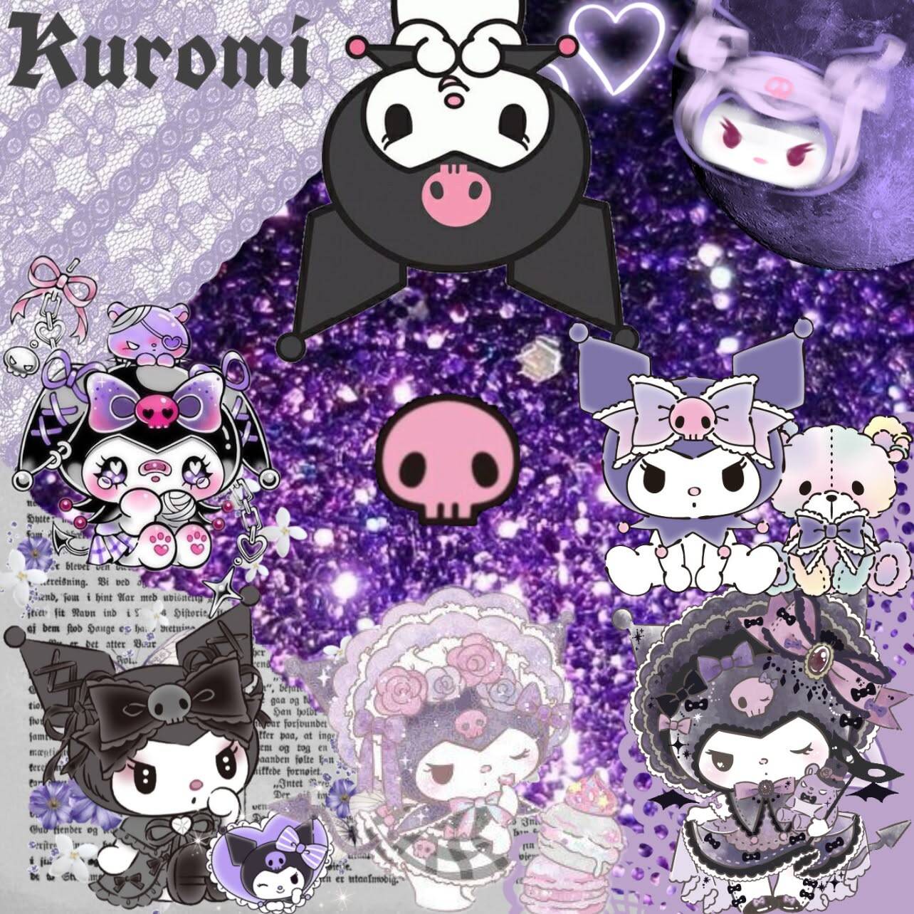 Cute Kuromi pfp Profile Picture with Purple Background and Skull