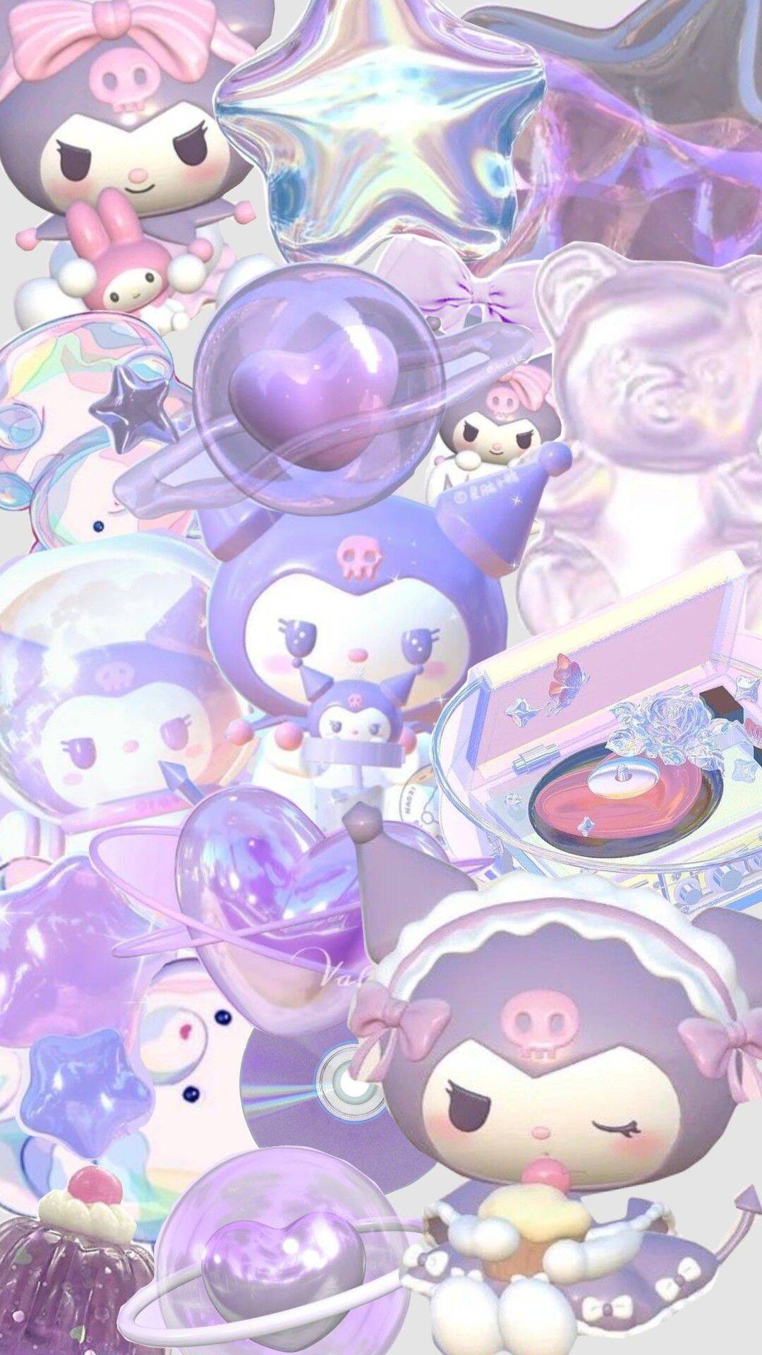 Cute Kuromi pfp Profile Picture with Sparkling Stars and My Melody