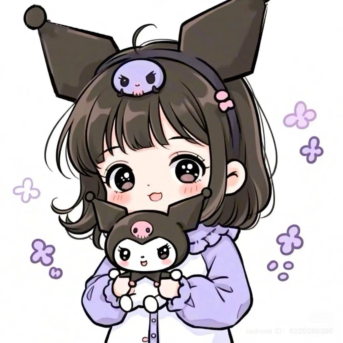 Cute Kuromi pfp Profile Picture with Adorable Plush Toy