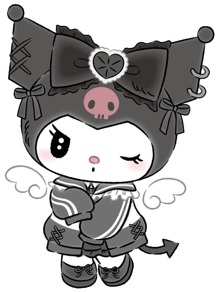 Cute Kuromi pfp Profile Picture with Jester Hat and Wings