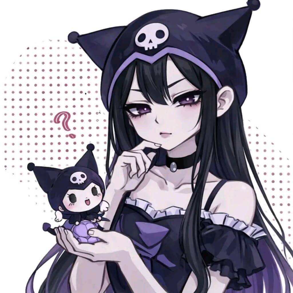 Kuromi pfp Profile Picture with Skull Hat and Cute Doll