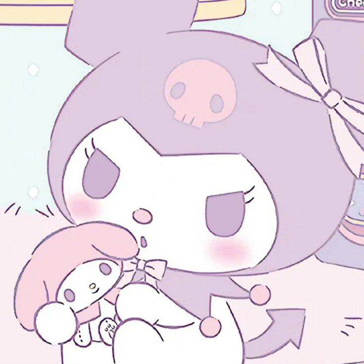 Cute Kuromi pfp Profile Picture with My Melody Plush Toy