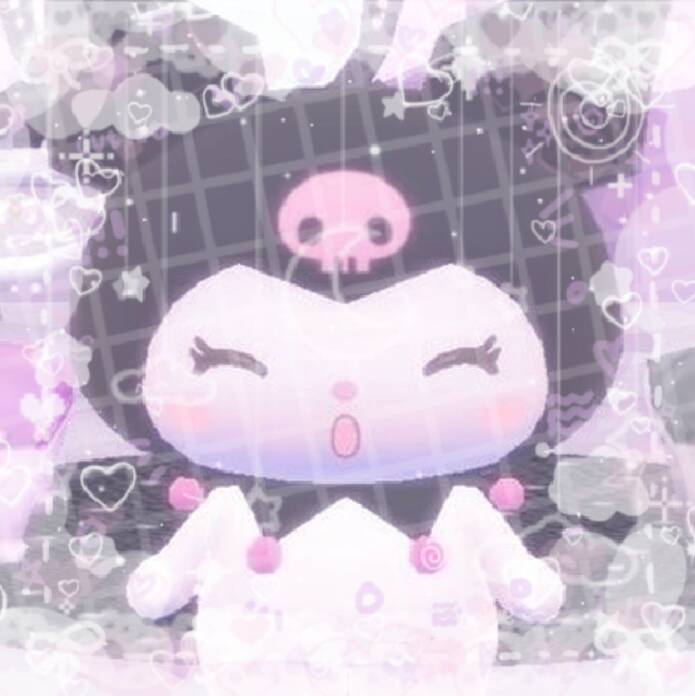 Cute Kuromi pfp Profile Picture with Pink Hearts and Sparkles
