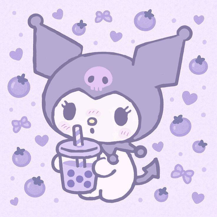 Kuromi pfp Profile Picture Cute Purple Character with Drink