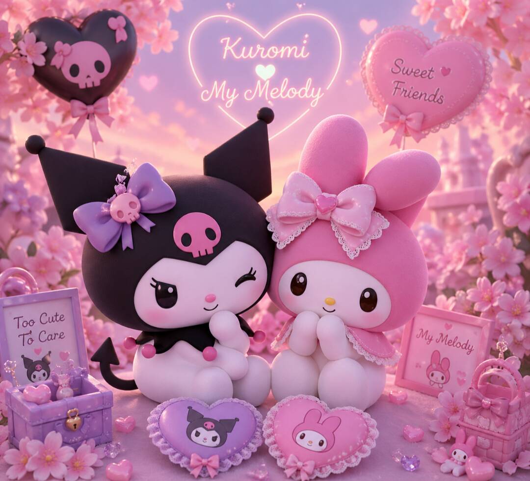Cute Kuromi pfp Profile Picture with My Melody in Pastel Aesthetic