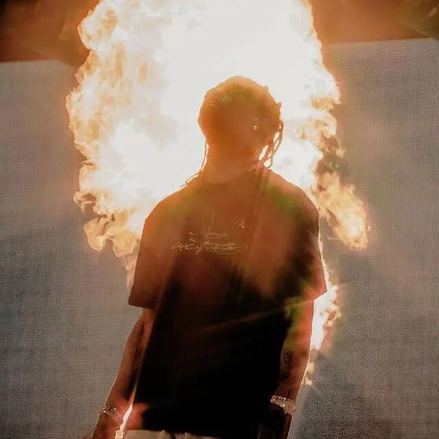 Travis Scott pfp Profile Picture with Fiery Background