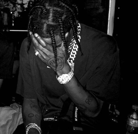 Travis Scott pfp Profile Picture with Braids and Silver Jewelry