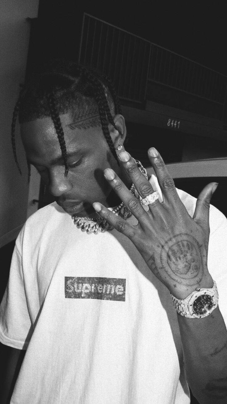 Travis Scott pfp Profile Picture with Supreme T Shirt and Braids