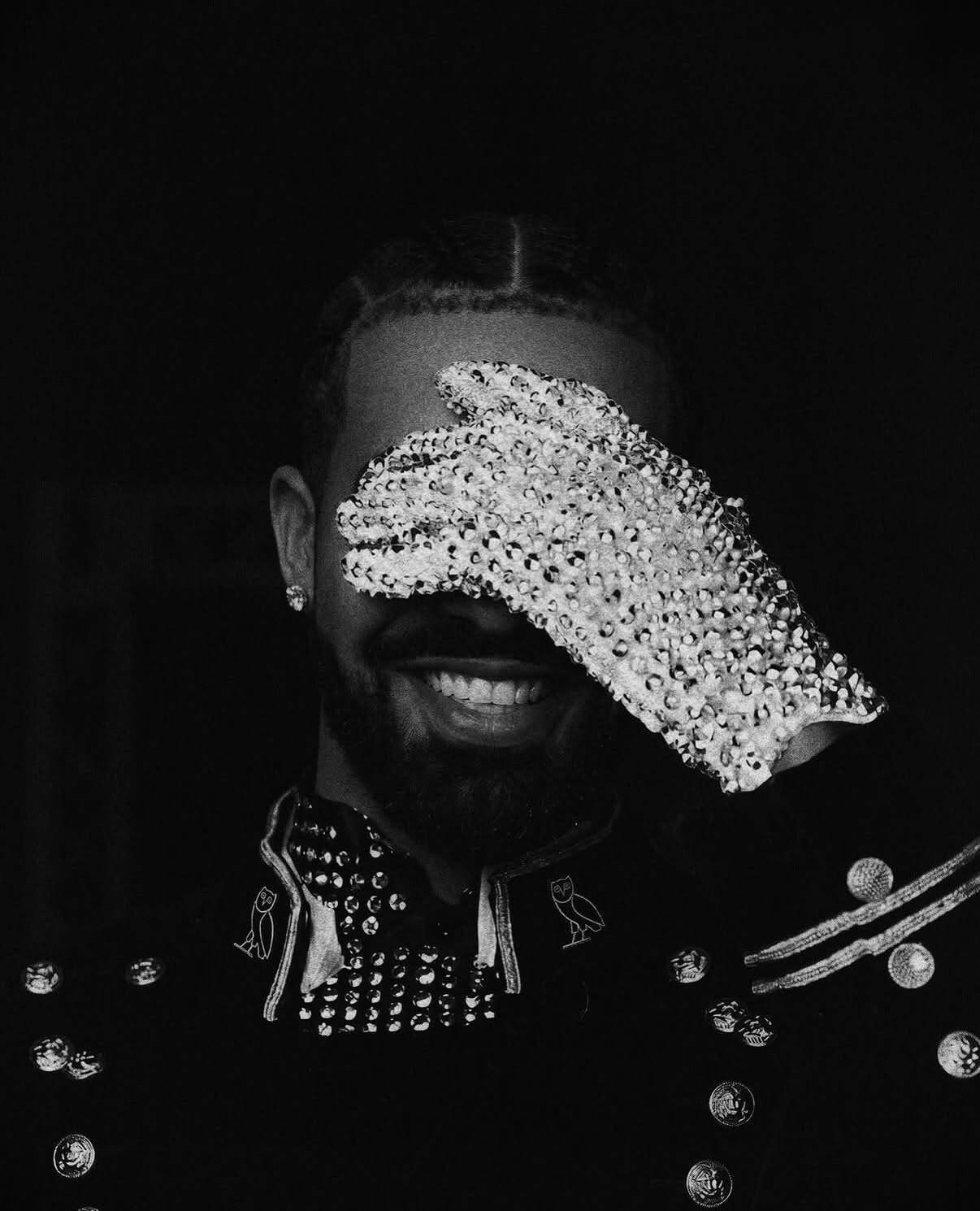 Drake pfp Profile Picture Black and White Aesthetic with Sparkling Glove