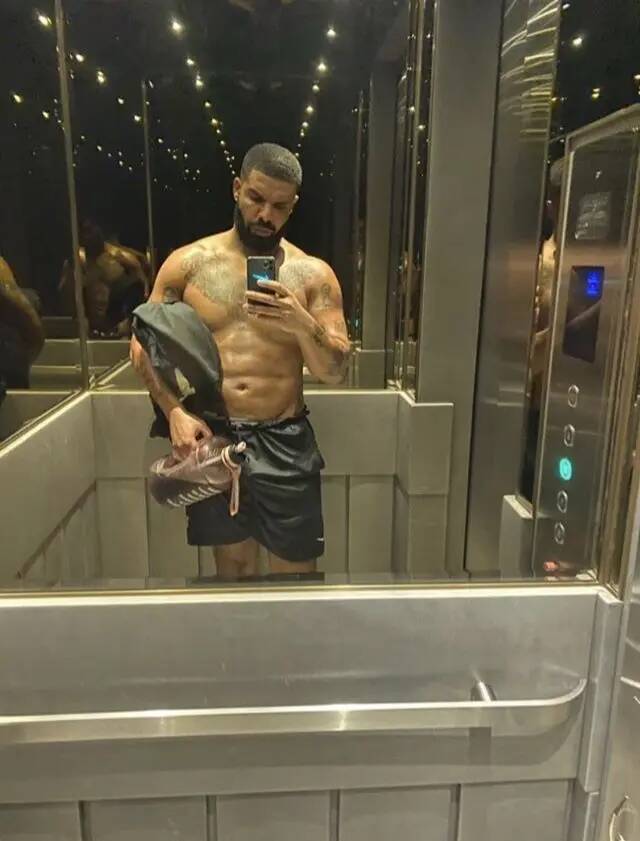 Drake pfp Profile Picture Muscular Selfie in Elevator