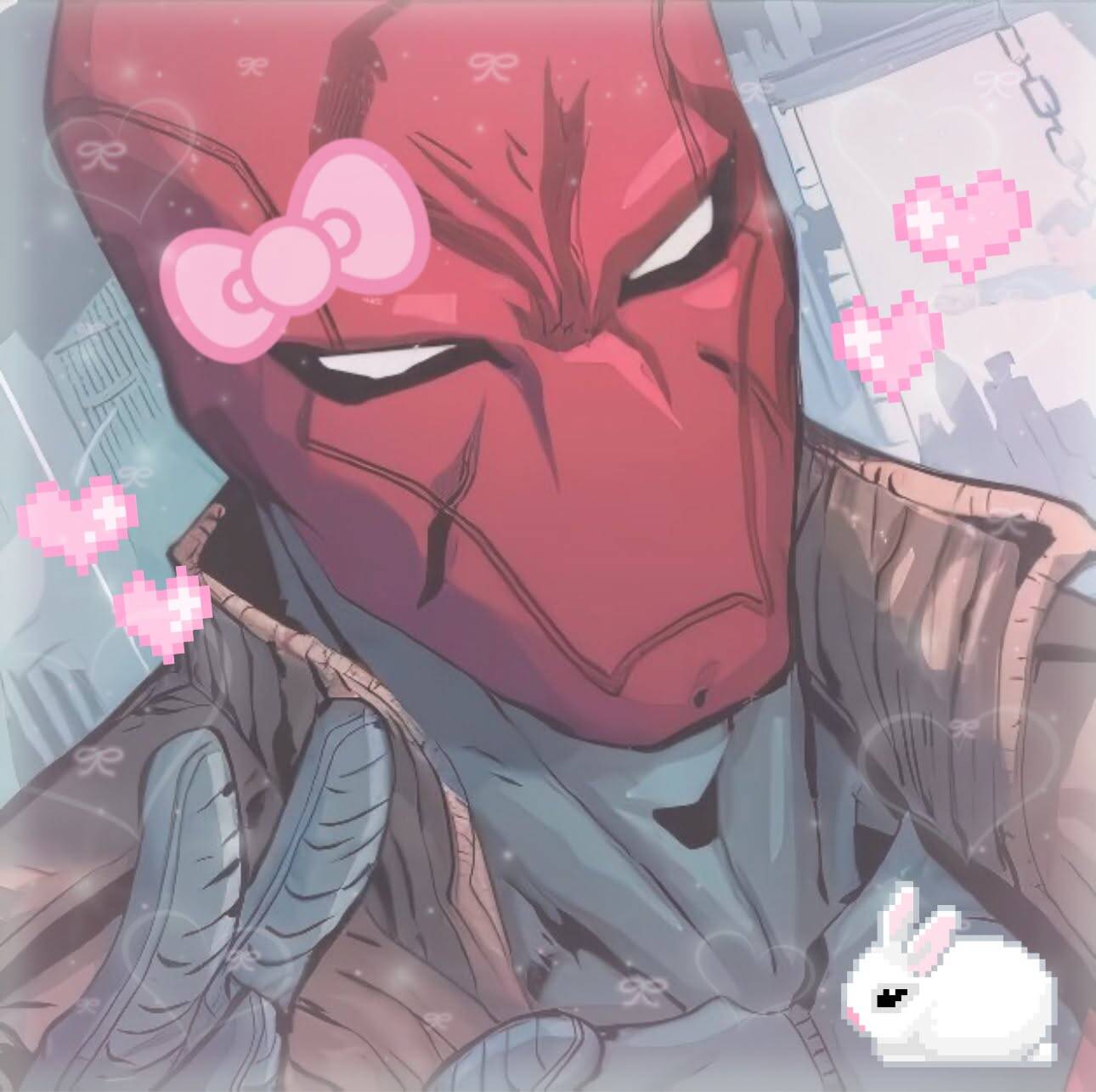 Red pfp Profile Picture Cute Red Anime Character with Heart and Bunny