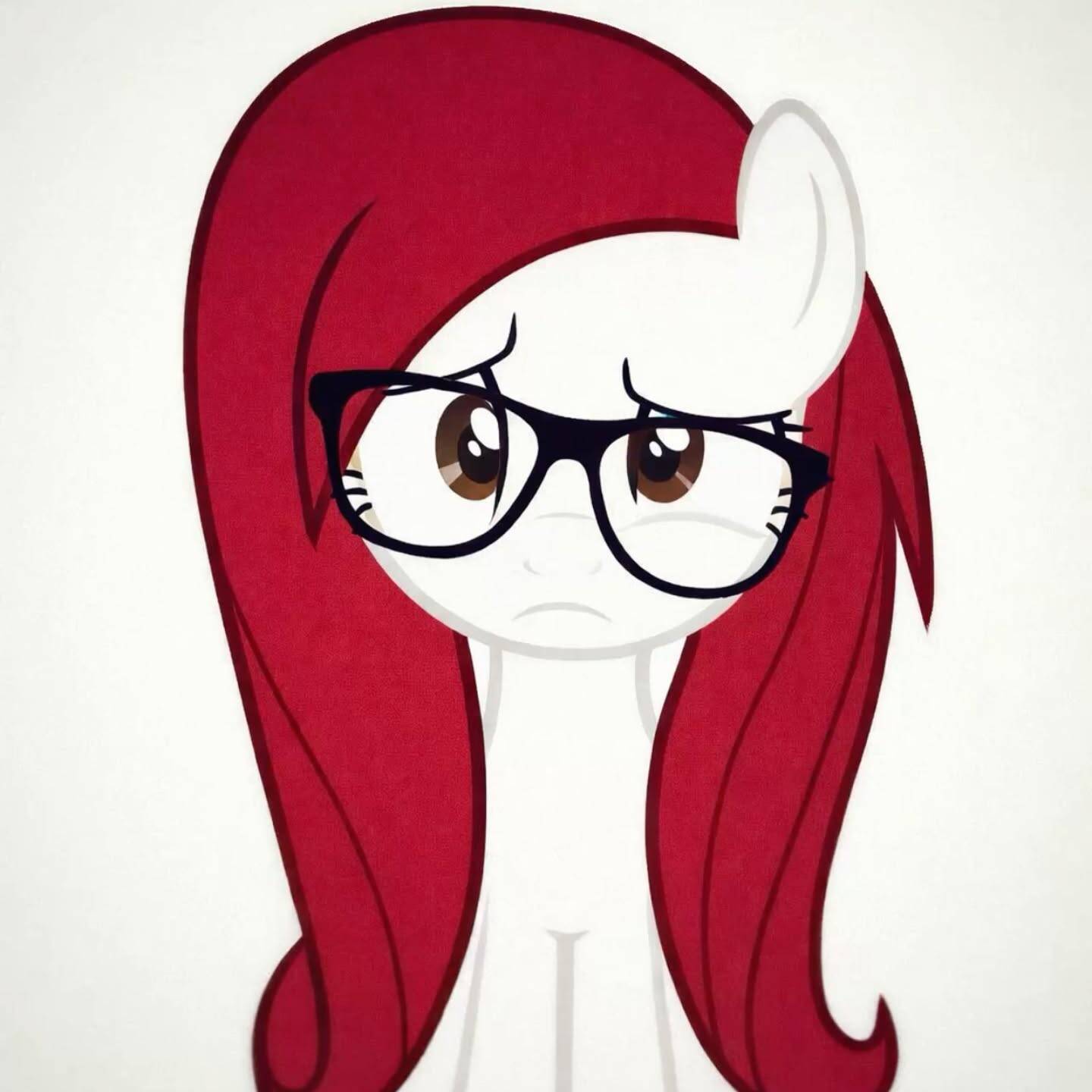 Red pfp Profile Picture Cute Pony with Glasses