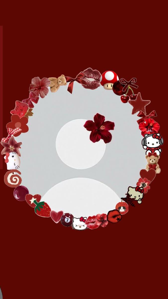 Red Aesthetic PFP Profile Picture with Floral Elements