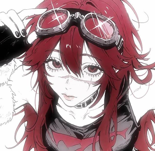 Red Anime Girl PFP Profile Picture with Goggles Aesthetic